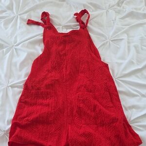 Vibrant Red Kids Overalls with Pockets